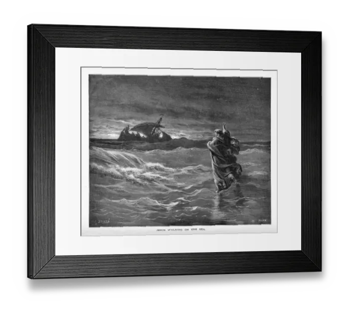 Framed Print : Jesus Walking on Water Biblical Engraving Framed Print : Jesus Walking on Water Biblical Engraving