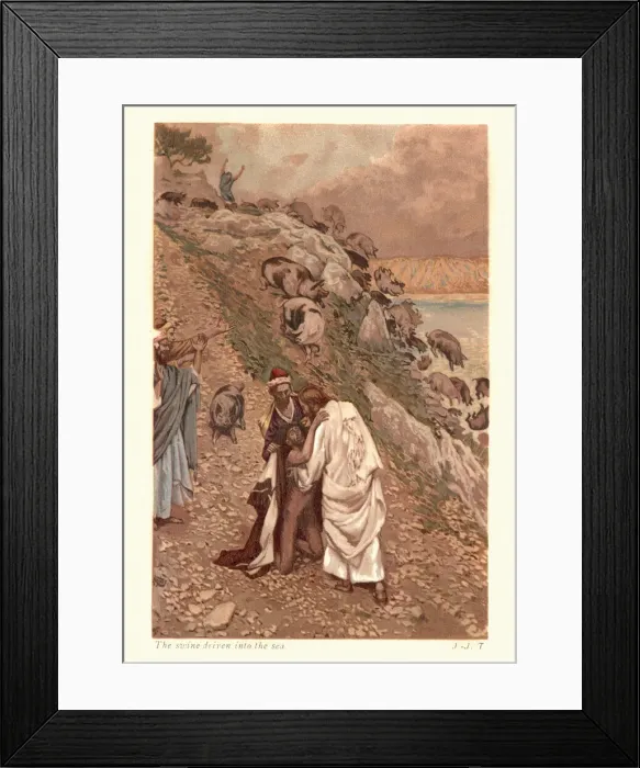 Framed Print : The Swine Driven into the Sea, Jesus Framed Print : The Swine Driven into the Sea, Jesus