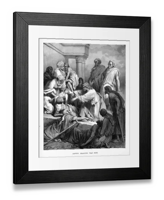 Framed Print : Christ Healing the Sick and Affirmed Biblical Engraving Framed Print : Christ Healing the Sick and Affirmed Biblical Engraving