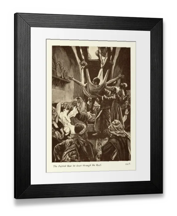 Framed Print : The Palsied man let down through the roof Framed Print : The Palsied man let down through the roof