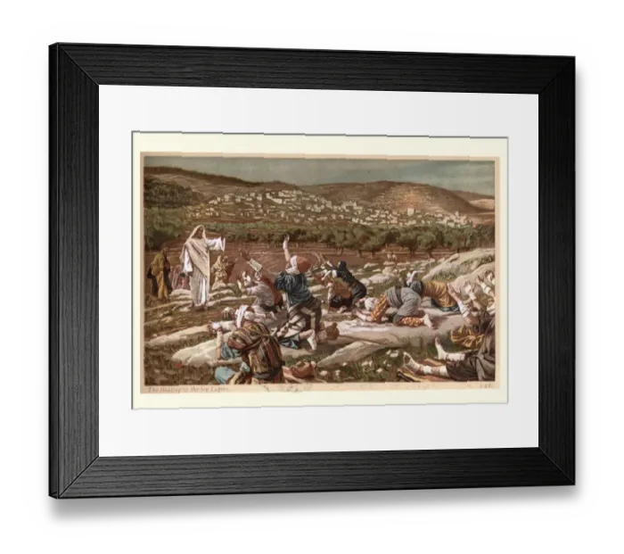 Framed Print : The healing of the ten Lepers, Jesus Christ Miracle Framed Print : The healing of the ten Lepers, Jesus Christ Miracle