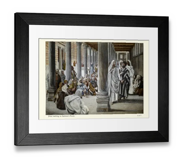 Framed Print : Jesus Walks in the Portico of Solomon, New testament art Framed Print : Jesus Walks in the Portico of Solomon, New testament art