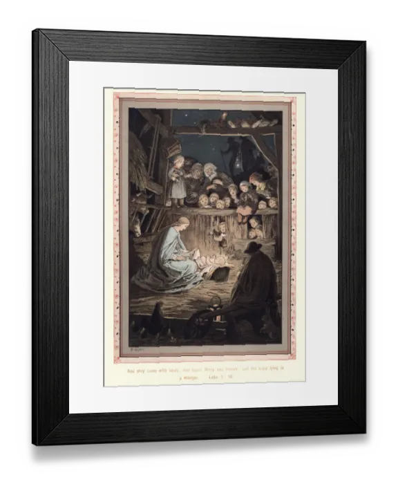 Framed Print : Mary and Joseph and the babe lying in a manger Framed Print : Mary and Joseph and the babe lying in a manger