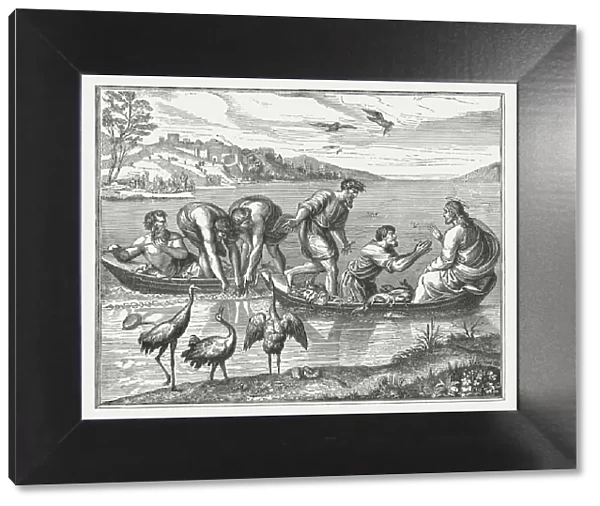 Miraculous fishing (Luke 5, 1-11) by Raphael, published 1878