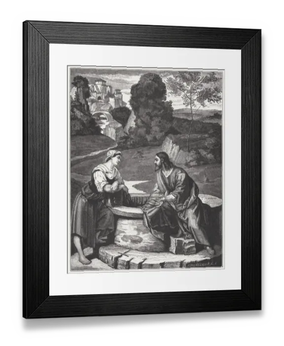 Framed Print : Christ and the Samaritan Woman, painted (c. 1520) by Alessandro Moretto Framed Print : Christ and the Samaritan Woman, painted (c. 1520) by Alessandro Moretto