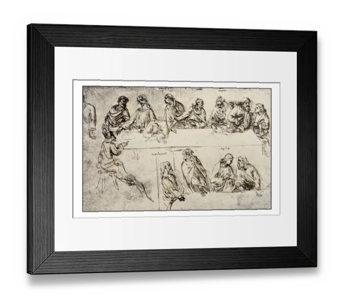 Framed Print : Leonardos sketches and drawings: The last supper Framed Print : Leonardos sketches and drawings: The last supper