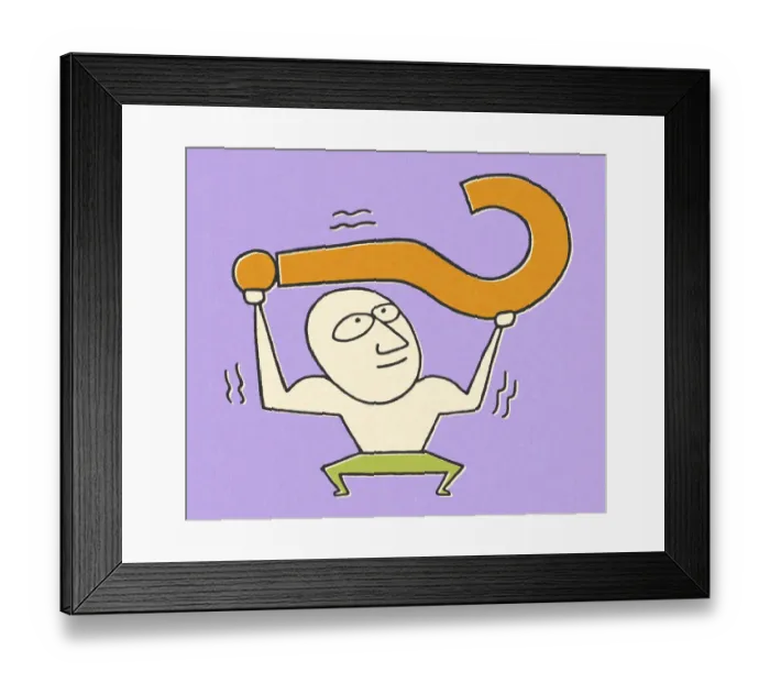 Framed Print : Person Holding Up a Question Mark Framed Print : Person Holding Up a Question Mark