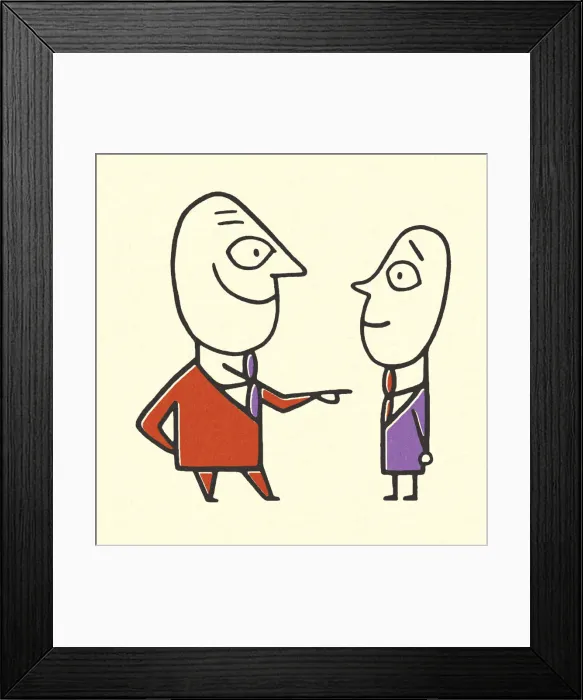 Framed Print : Businessman Pointing at a Colleague Framed Print : Businessman Pointing at a Colleague