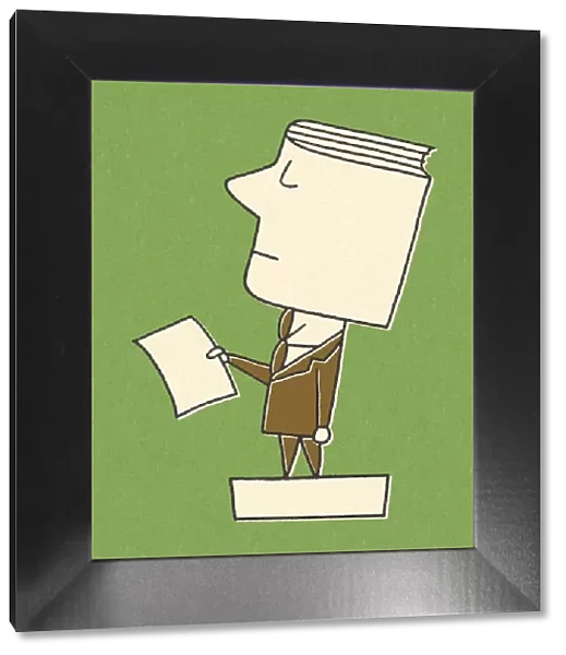 Businessman With A Book For A Head