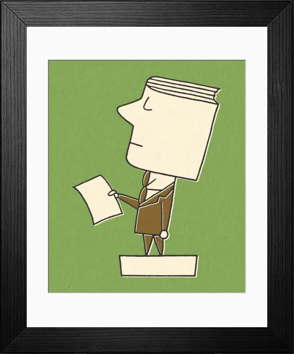 Framed Print : Businessman With A Book For A Head Framed Print : Businessman With A Book For A Head