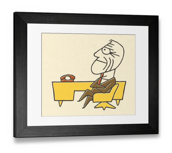 Framed Print : Worried Businessman Sitting at a Desk Framed Print : Worried Businessman Sitting at a Desk