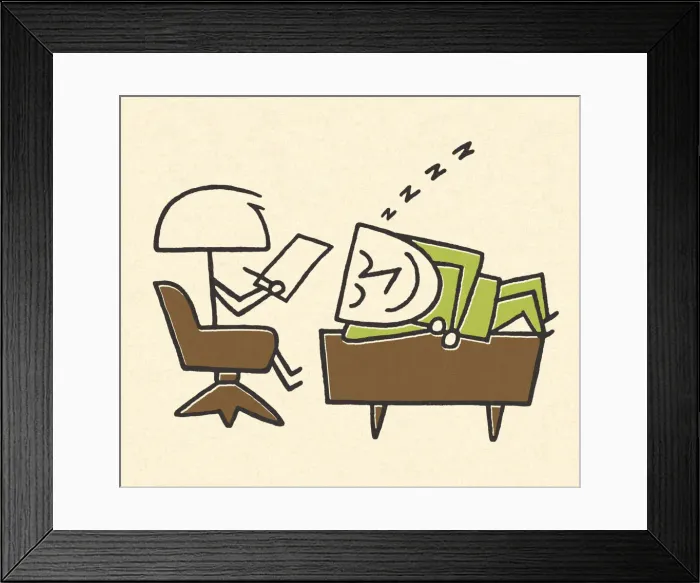Framed Print : Man Asleep on a Desk Framed Print : Man Asleep on a Desk