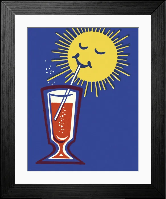 Framed Print : The Sun Drinking a Beverage Framed Print : The Sun Drinking a Beverage