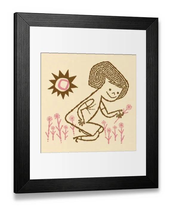 Framed Print : Girl Picking Flowers Framed Print : Girl Picking Flowers