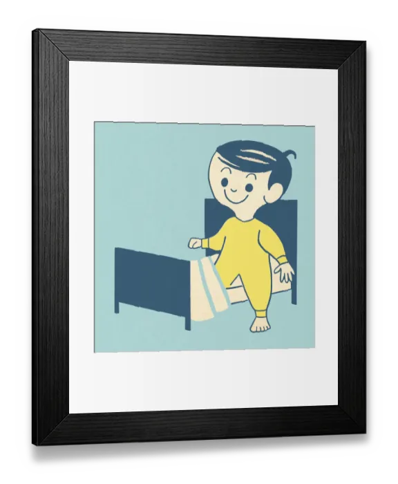 Framed Print : Child Getting Out of Bed