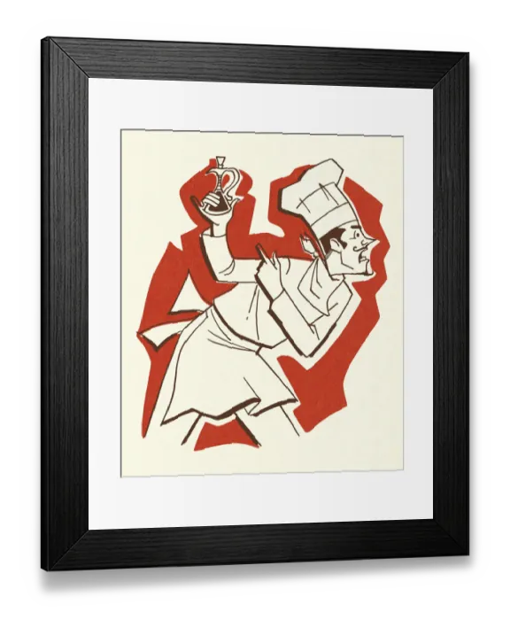 Framed Print : Chef Pointing to a Cruet Framed Print : Chef Pointing to a Cruet