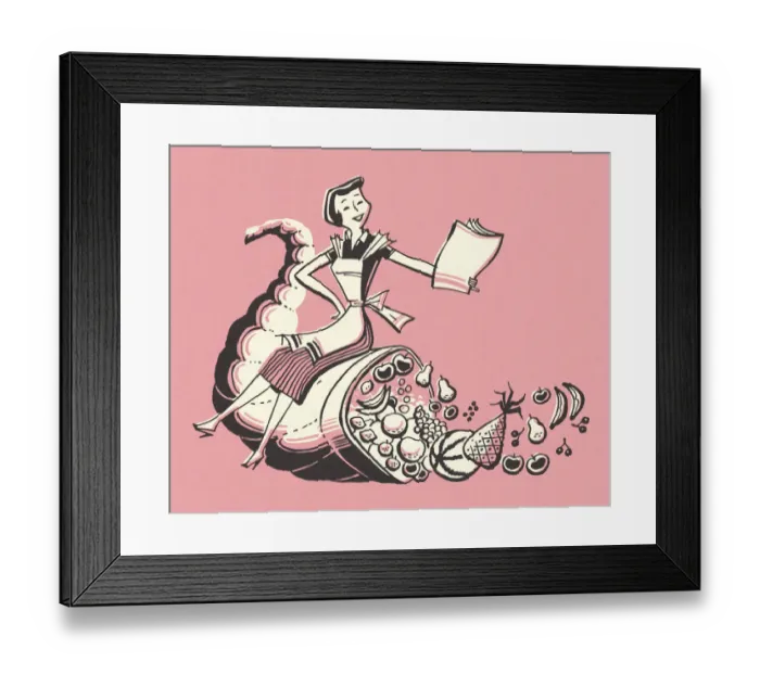 Framed Print : Woman Sitting On Top Of A Cornucopia Framed Print : Woman Sitting On Top Of A Cornucopia