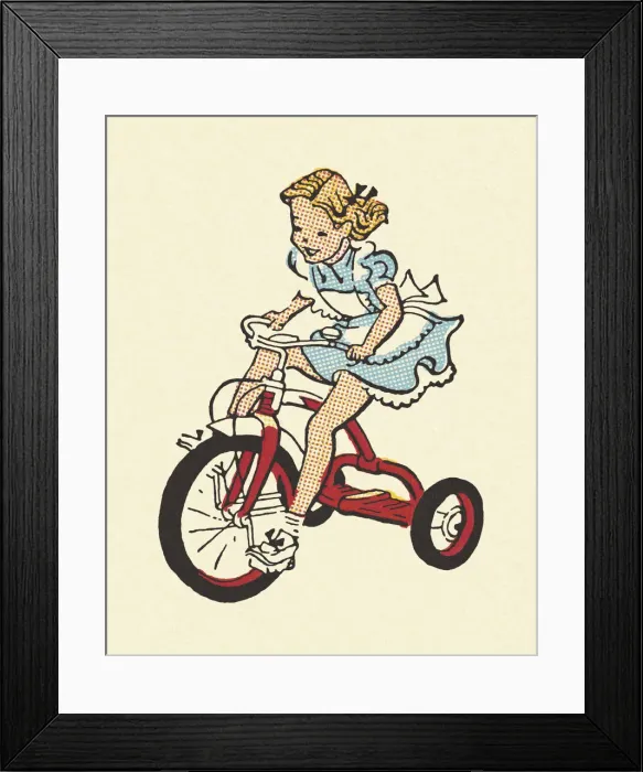 Framed Print : Girl Riding a Tricycle
