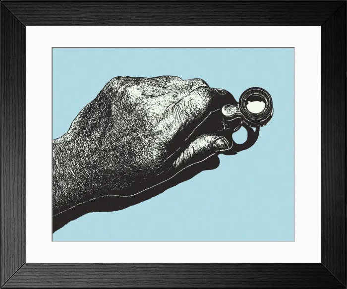 Framed Print : Hand Holding a Magifying Loupe Framed Print : Hand Holding a Magifying Loupe