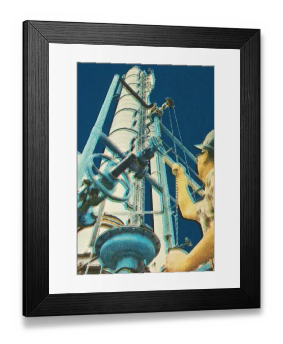 Framed Print : Man Working at an Oil Refinery Framed Print : Man Working at an Oil Refinery