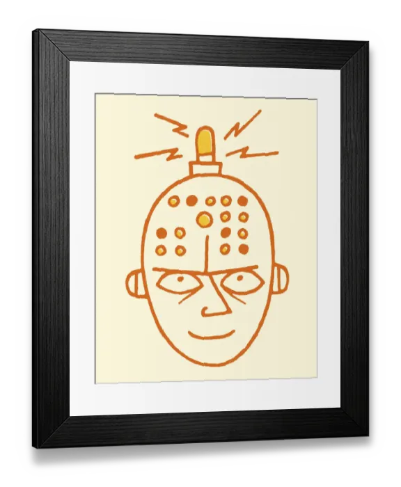 Framed Print : Person With Alarm On Top Of Head Framed Print : Person With Alarm On Top Of Head
