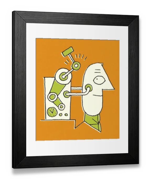 Framed Print : Machine Hammering on Mans Head Framed Print : Machine Hammering on Mans Head