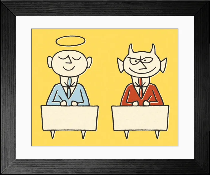 Framed Print : Angel and Devil Businessmen Framed Print : Angel and Devil Businessmen