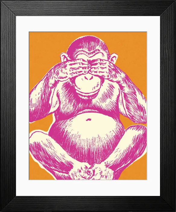 Framed Print : Chimpanzee Covering Its Eyes Framed Print : Chimpanzee Covering Its Eyes