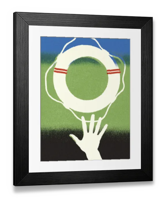 Framed Print : Hand Reaching for a Life Ring Framed Print : Hand Reaching for a Life Ring
