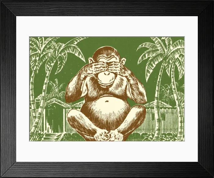 Framed Print : Chimpanzee Covering Its Eyes Framed Print : Chimpanzee Covering Its Eyes
