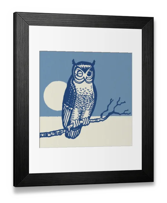Framed Print : Owl Perched on a Branch Framed Print : Owl Perched on a Branch
