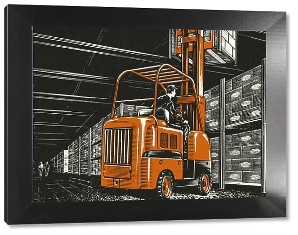 Forklift in a Warehouse