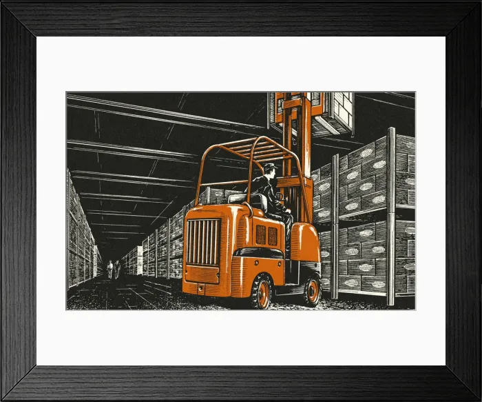 Framed Print : Forklift in a Warehouse Framed Print : Forklift in a Warehouse