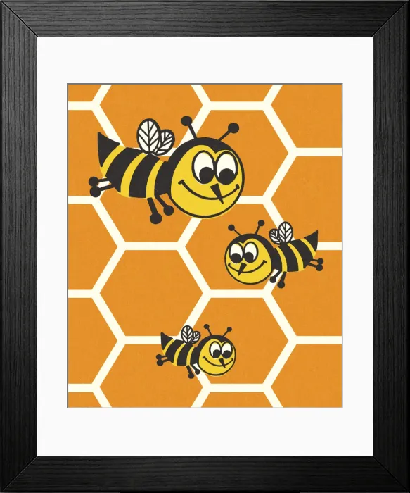 Framed Print : Bees and Honeycomb
