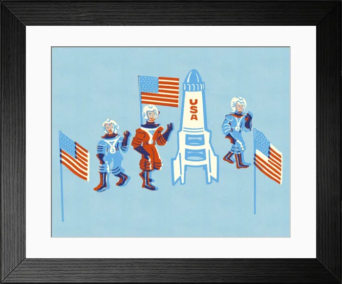 Framed Print : American Astronauts and Spaceship