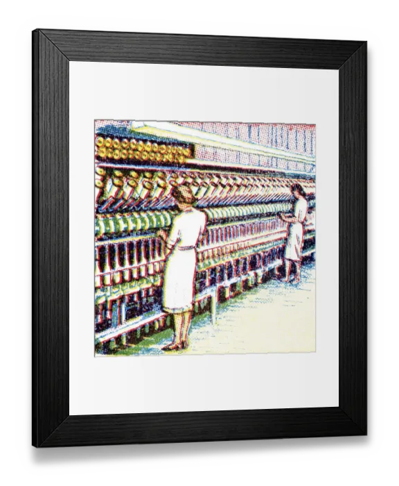 Framed Print : Two Woman Working In a Factory Framed Print : Two Woman Working In a Factory