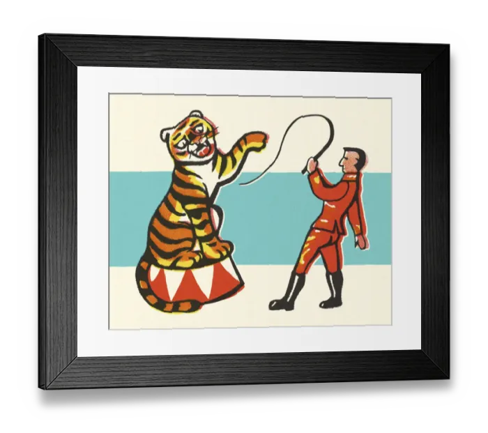 Framed Print : Circus Tiger and Trainer Framed Print : Circus Tiger and Trainer