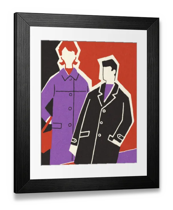 Framed Print : Man and Woman in Overcoats Framed Print : Man and Woman in Overcoats