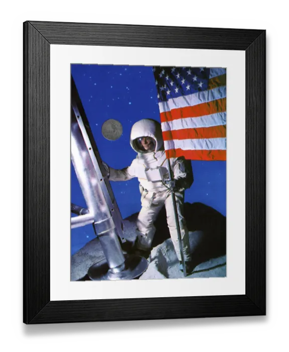 Framed Print : American Astronaut in Outer Space Framed Print : American Astronaut in Outer Space