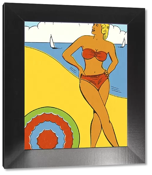 Lady in a Bikini on the Beach