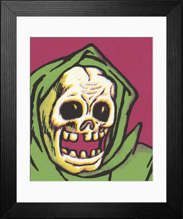 Framed Print : Skull in Hooded Robe