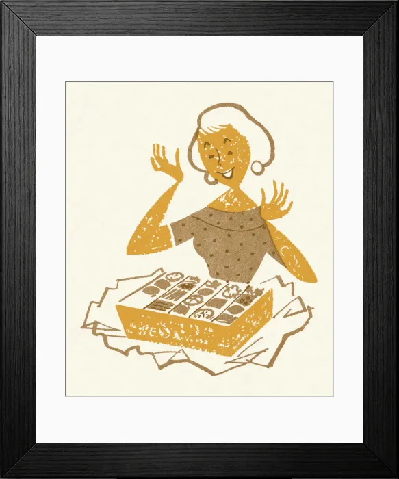 Framed Print : Woman with a Box of Goodies Framed Print : Woman with a Box of Goodies