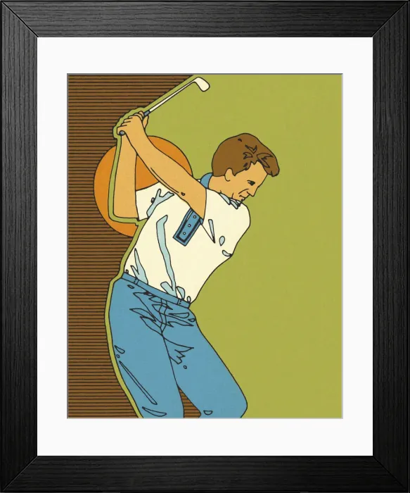 Framed Print : Man Swinging a Golf Club Framed Print : Man Swinging a Golf Club