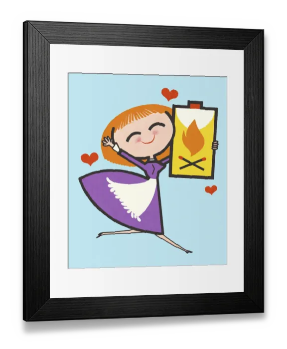 Framed Print : Woman Running with Lighter Fluid Framed Print : Woman Running with Lighter Fluid