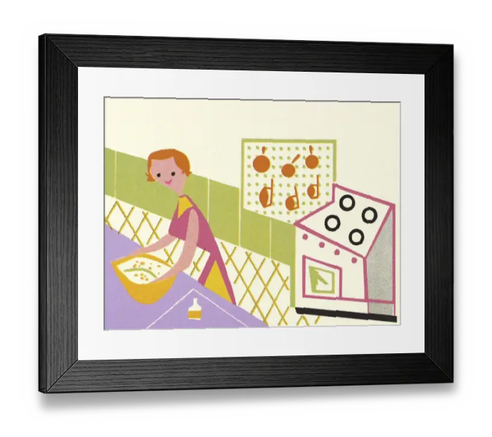 Framed Print : Woman Working in the Kitchen Framed Print : Woman Working in the Kitchen