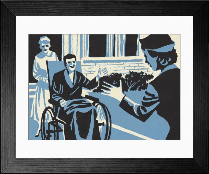 Framed Print : Woman Visiting a Man in a Wheelchair Framed Print : Woman Visiting a Man in a Wheelchair