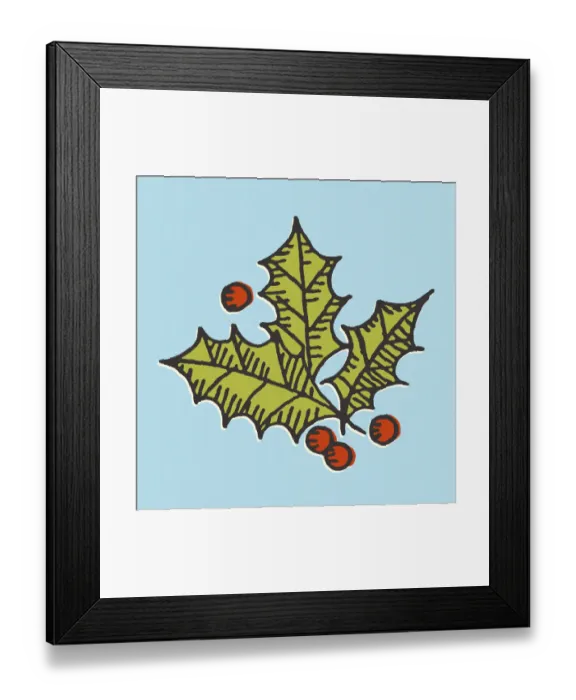 Framed Print : Holly Leaves and Berries Framed Print : Holly Leaves and Berries