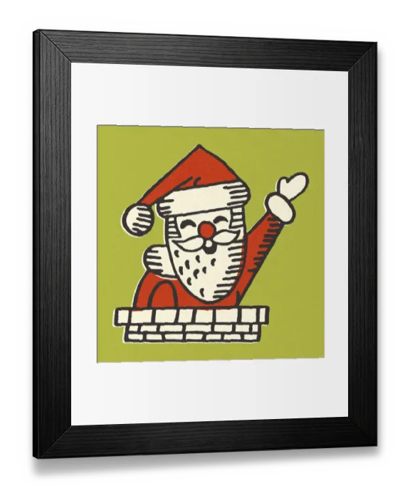 Framed Print : Santa Claus Waving in a Chimney Framed Print : Santa Claus Waving in a Chimney