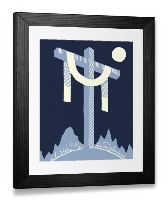 Framed Print : Draped Cross and a Full Moon Framed Print : Draped Cross and a Full Moon