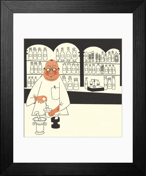 Framed Print : Pharmacist Making Medicines